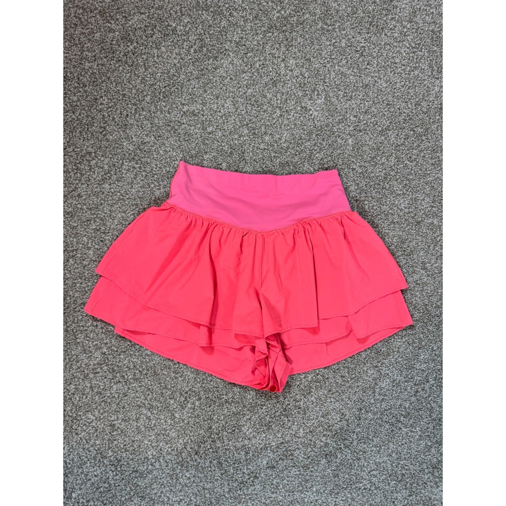 OFFLINE by Aerie Real Good Ruffle Skirt Shorts Neon Pink Large L Active Skort